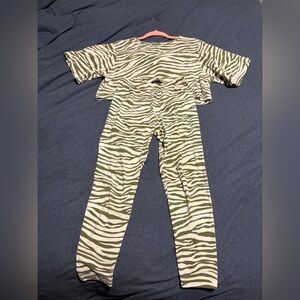 ASOS Petit size Green Zebra Pajama Set